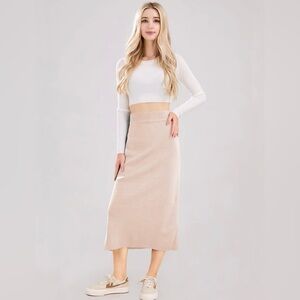 Ebossy NWT Rib Knit High-Waist Side Slit Pencil Skirt - Medium